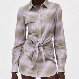 NWT Private Policy Checkered Flannel Mini Dress